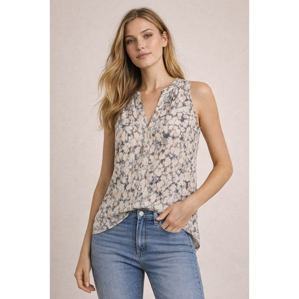 Rachel Zoe Abstract Animal Print‎ Blouse Womens S Sleeveless V Neck NWT